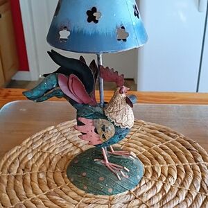 Colorful Metal Rooster Table Lamp